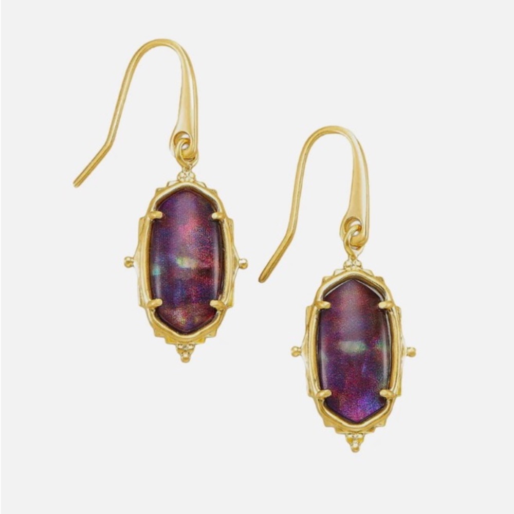 Kendra Scott Baroque Lee Gold Drop Earrings In Mauve Abalone